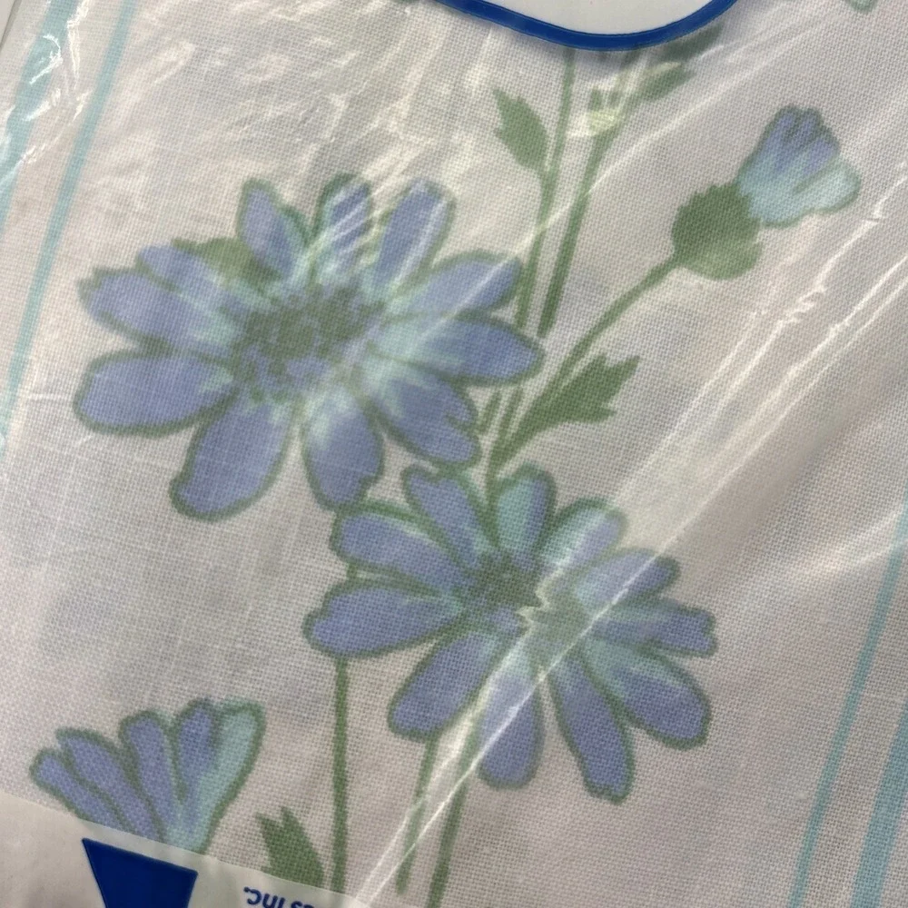 Vtg Dan River Dantrel No Iron Double Sheet Set White Blue Floral NOS